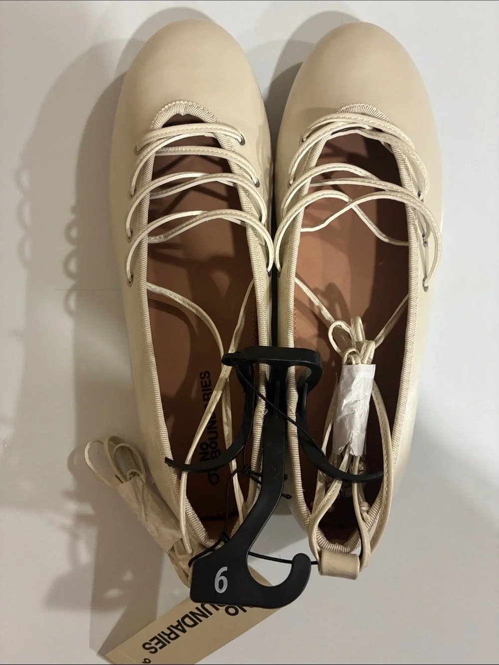 No Boundaries Ivory Lace-Up Ballet Flats